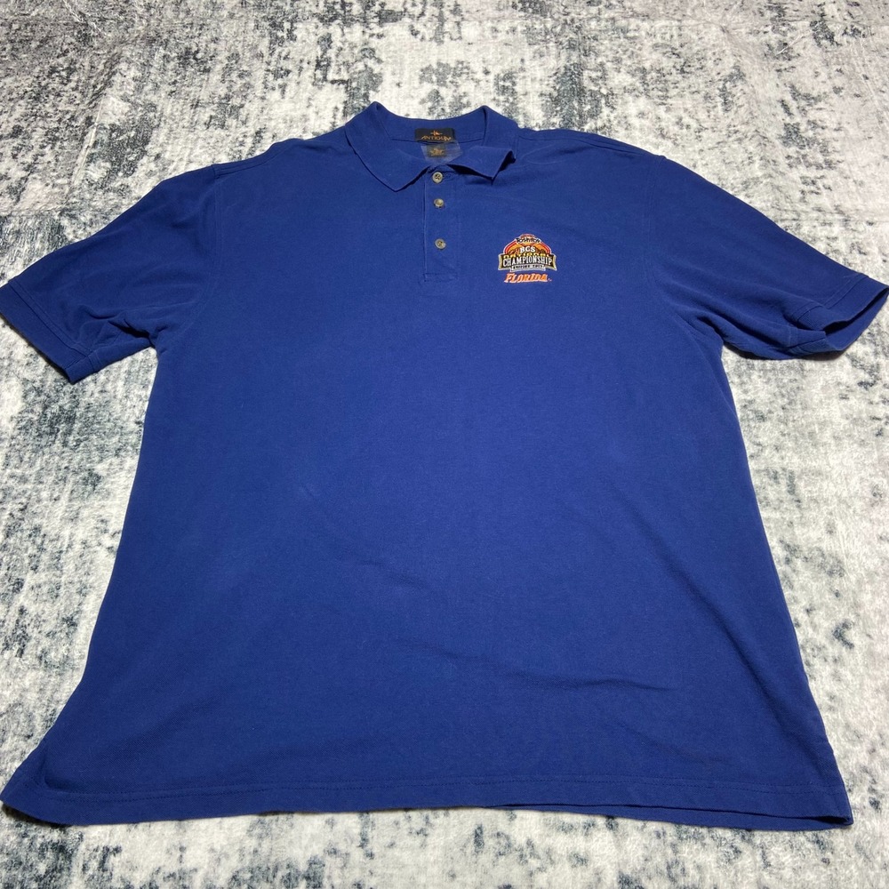 Antigua Mens XL Polo Shirt Blue Florida 2007 BCS National‎ Championship Golf